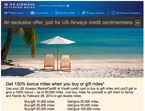 A New Twist On An Old Promo; US Airways Miles For 1.8 Cents A Piece