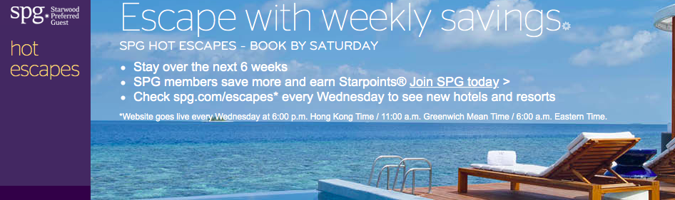 SPG Hot Escapes For Wednesday, May 27th, 2015