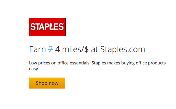 Up To 9 Miles per Dollar At Staples