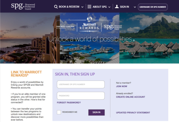 Link Your Starwood Preferred Guest Account