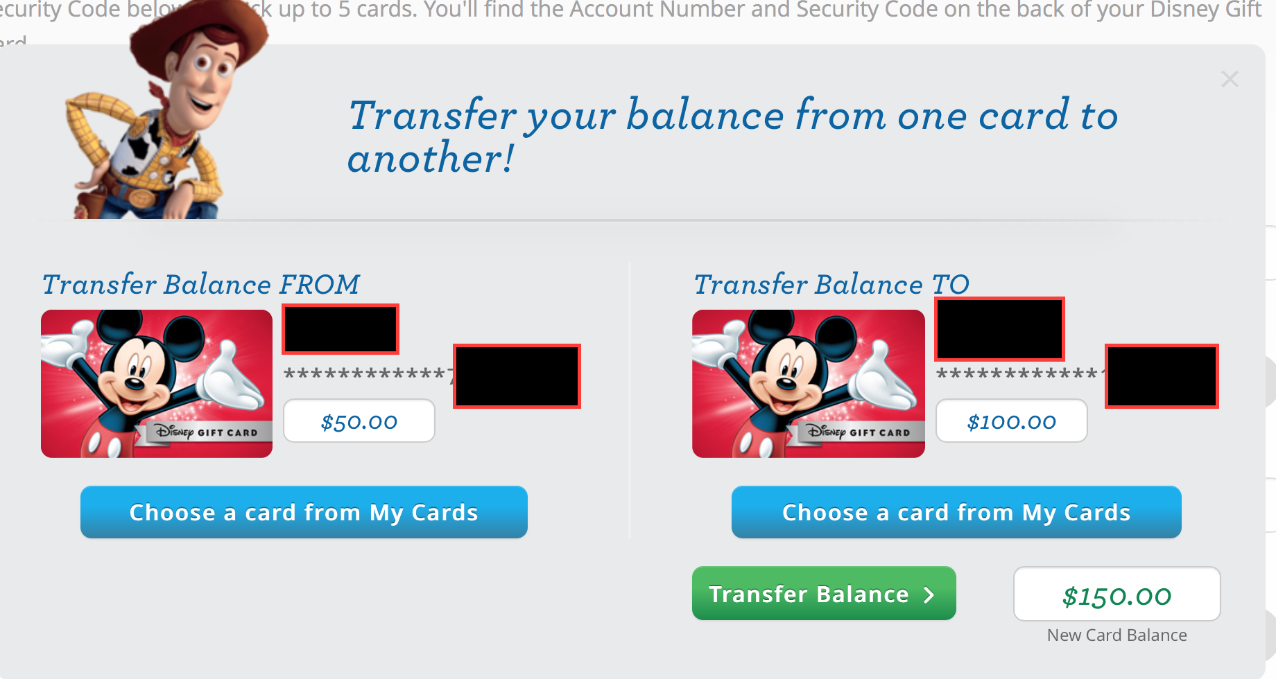 Gift Cards: How do I transfer a Gift Card balance?