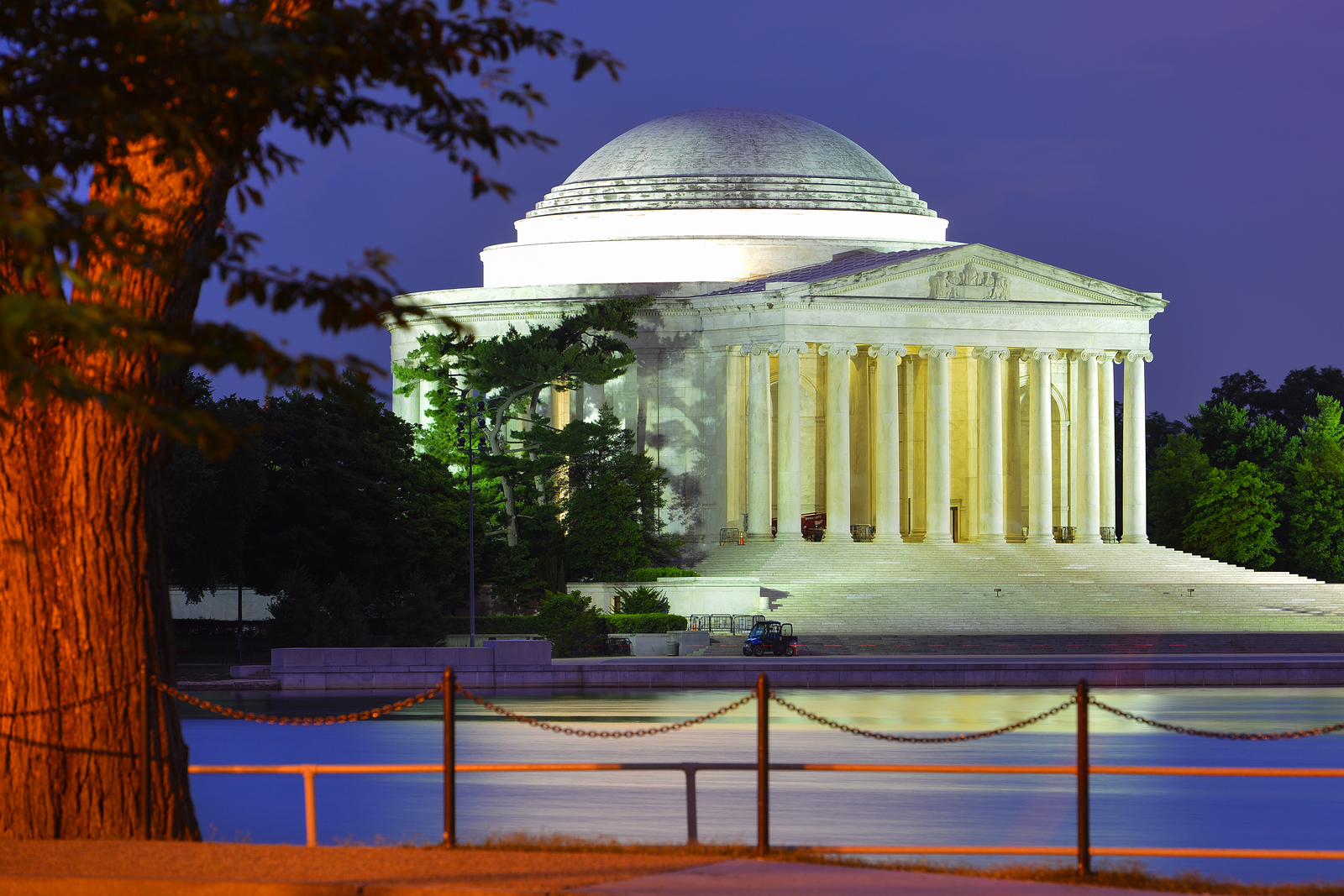 Jefferson Memorial with a dome and columns