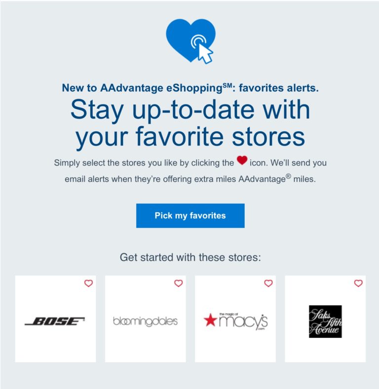 New Feature!  Receive An Alert When You Can Earn More Miles From Your Favorite Store!