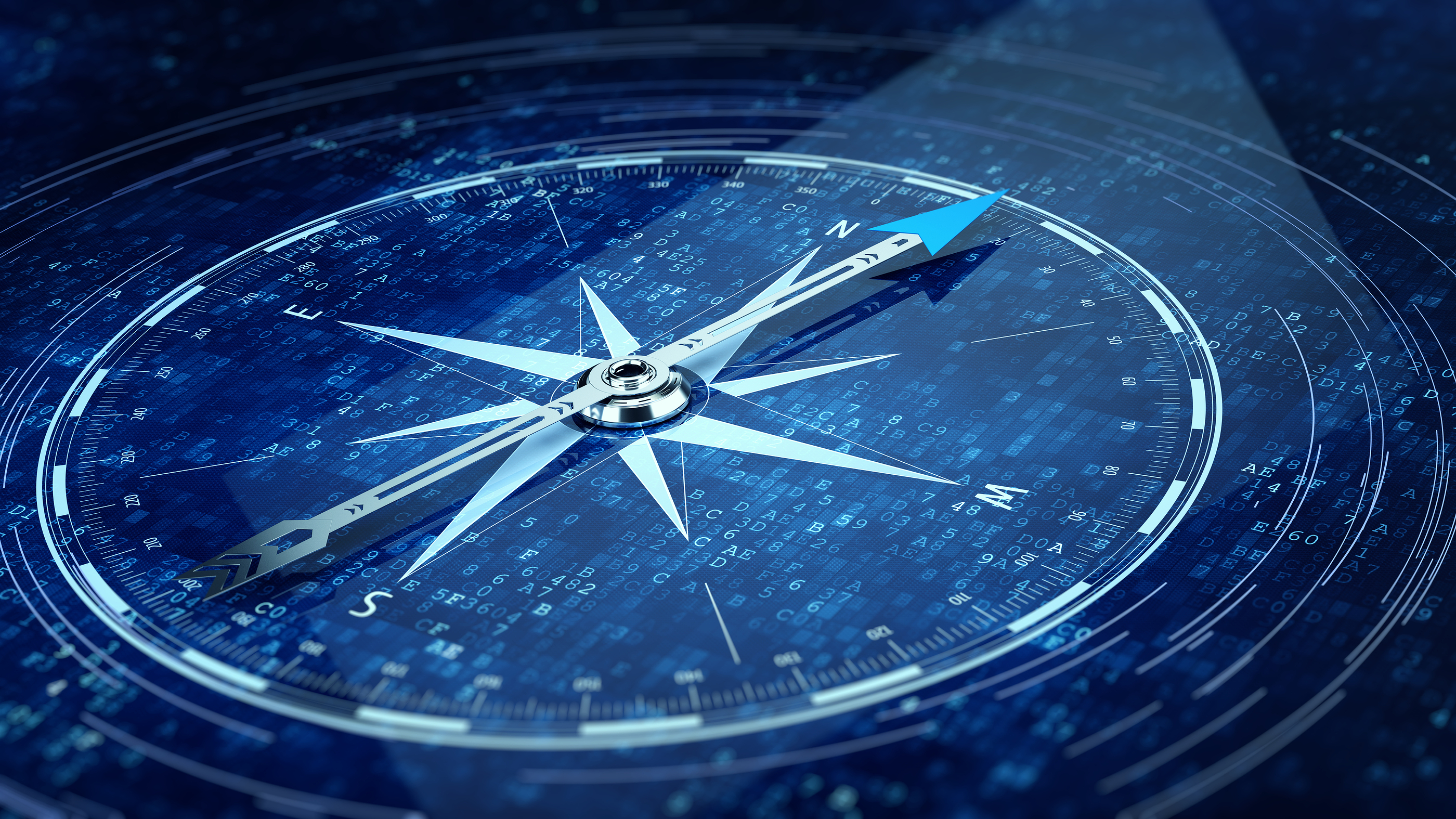 a compass on a blue background