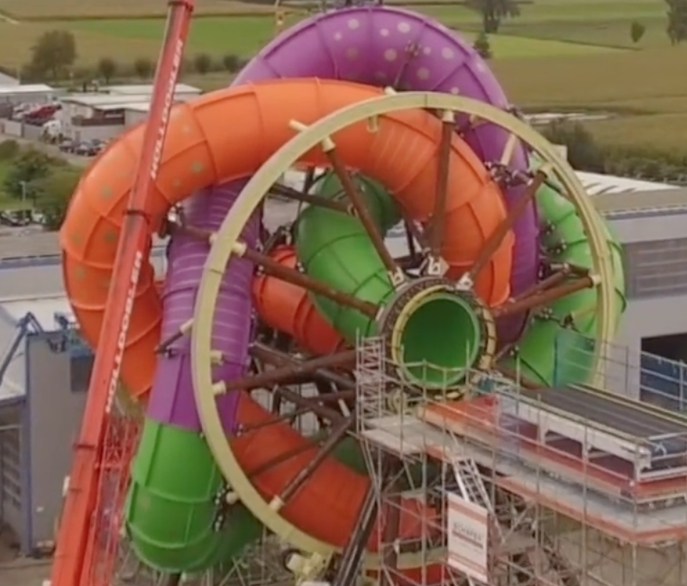 a large water slide on a construction site