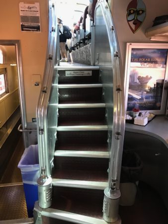 a staircase in a train