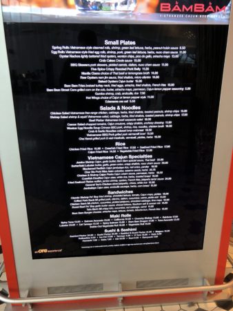 a menu board with white text