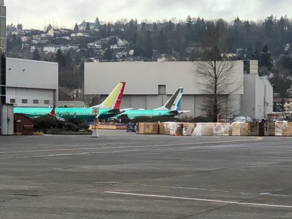 airplanes in a parking lot