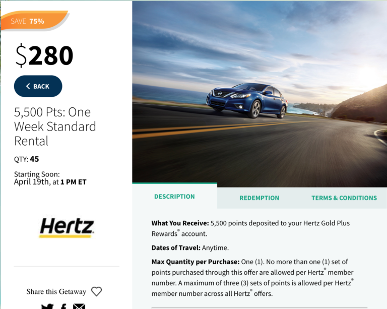 Today Only: Why You Should Consider Buying Hertz Gold Rewards Points