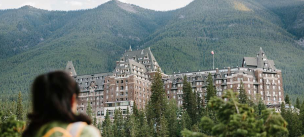 Banff Springs Hotel with trees in the background
