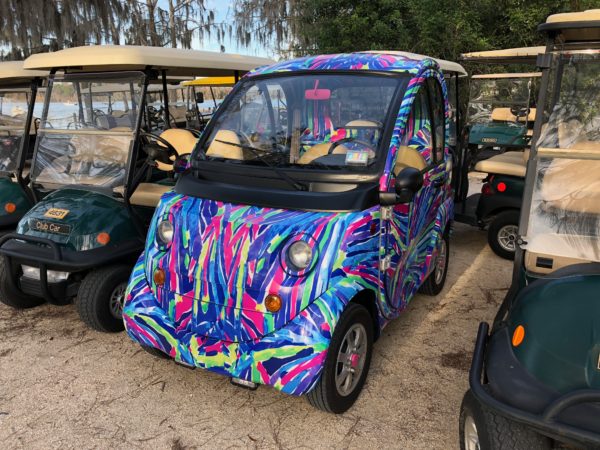 a group of golf carts