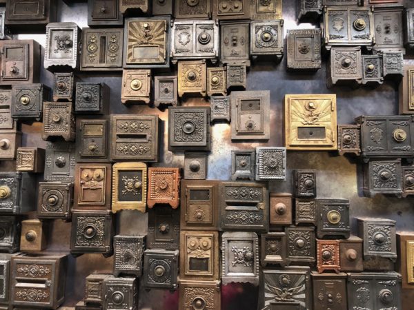 a wall of metal boxes