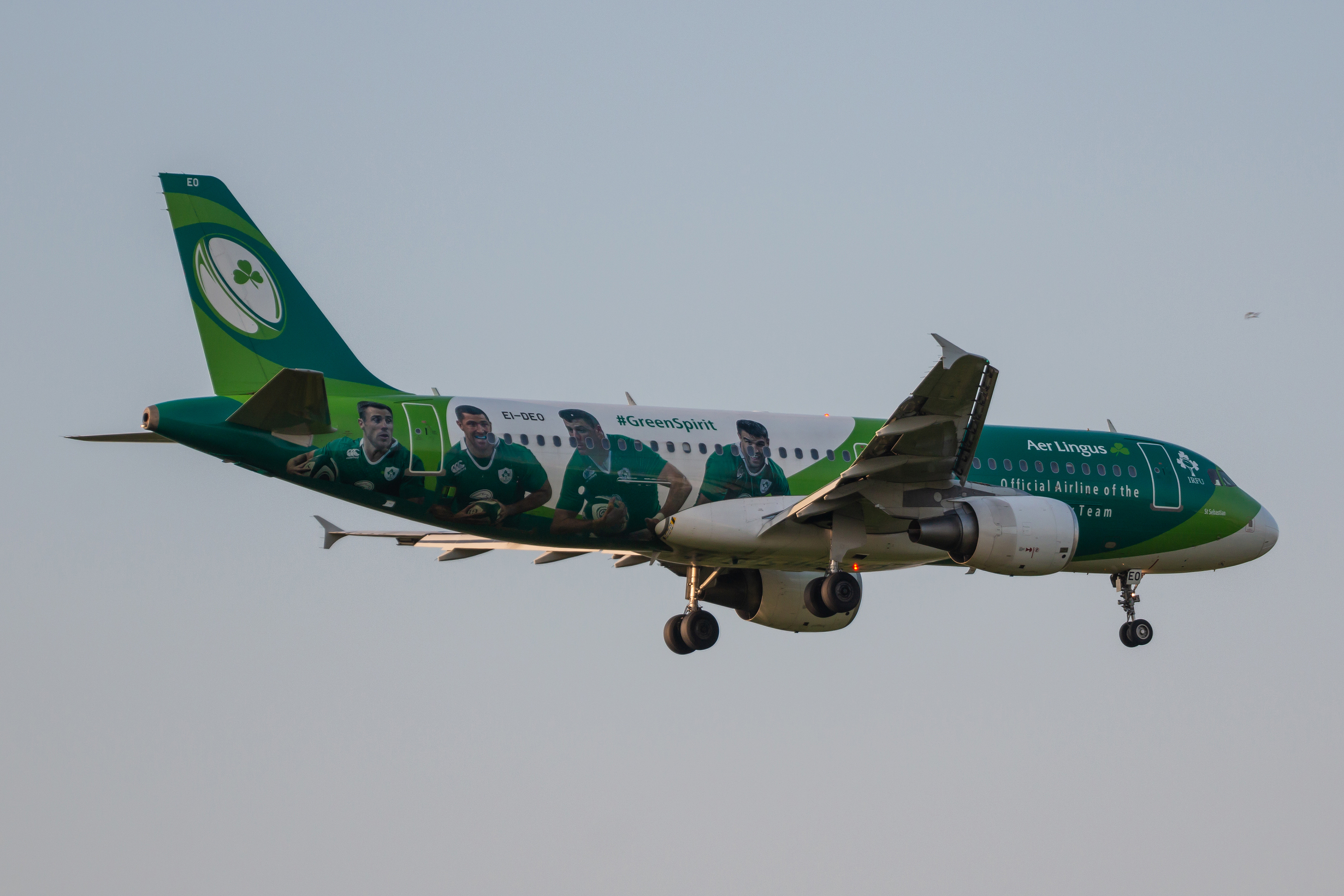 a plane with images on the side and the tail