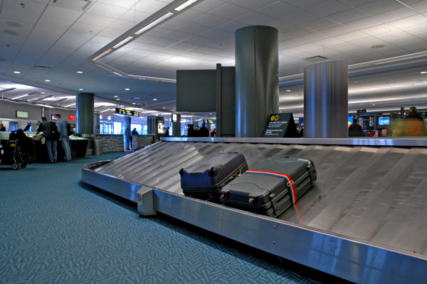 a luggage carousel in an airport