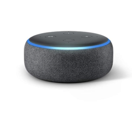 a black and blue smart speaker