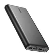 a black power bank with two ports