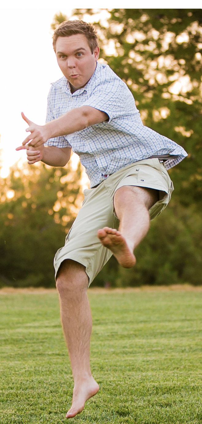a man running on grass