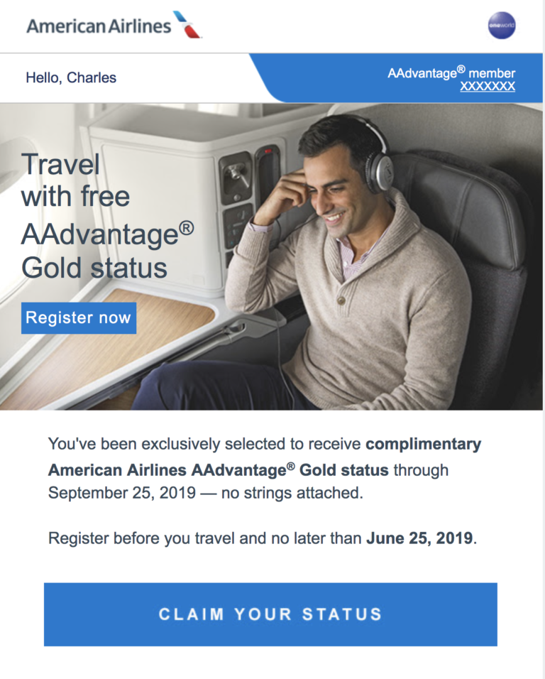 American Airlines Gifting Status To Members (Targeted)
