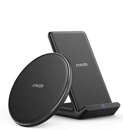 a black wireless charging pad