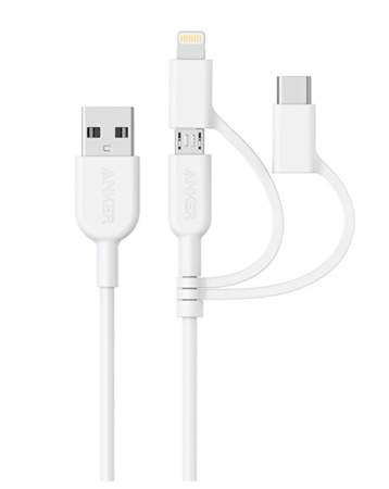 a group of white usb cables