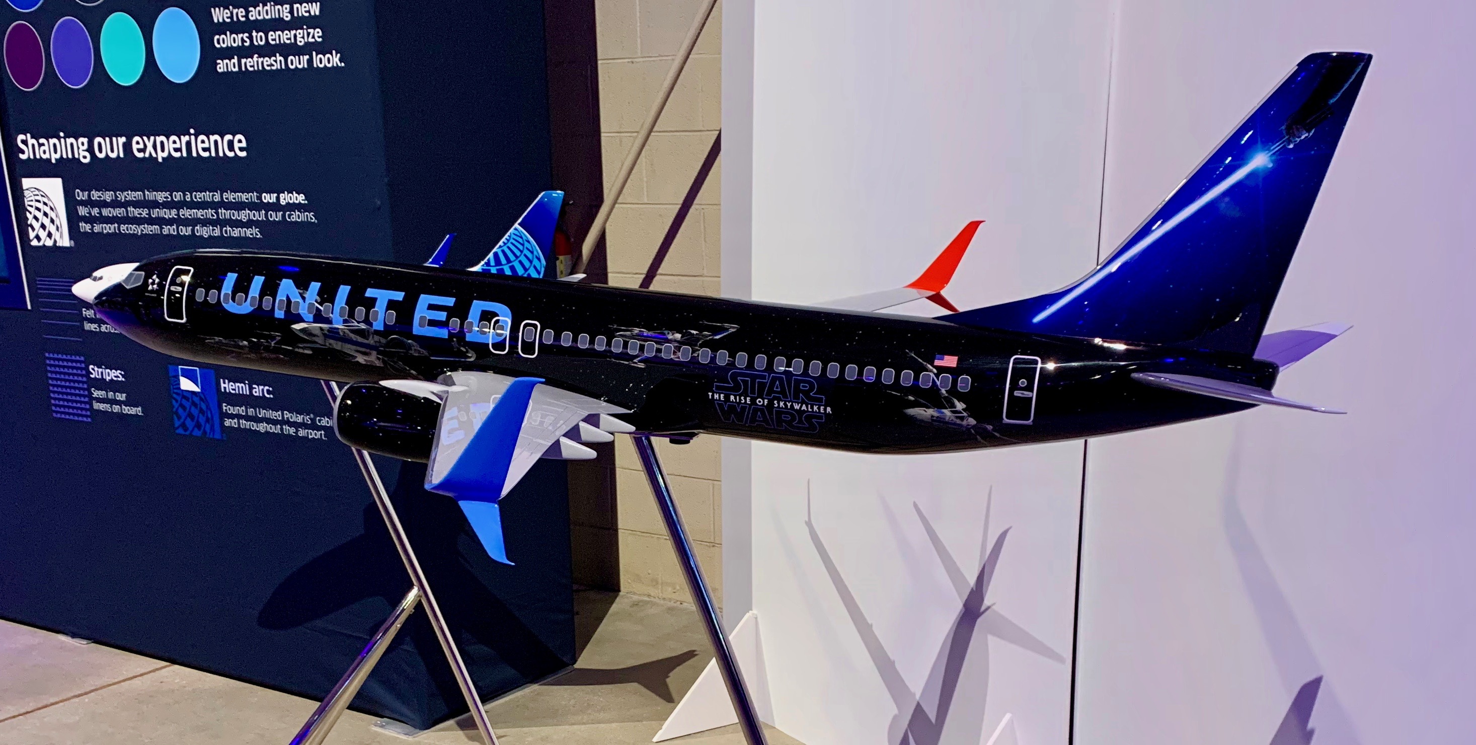 a model airplane on display