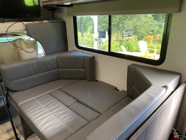 a couch in a rv