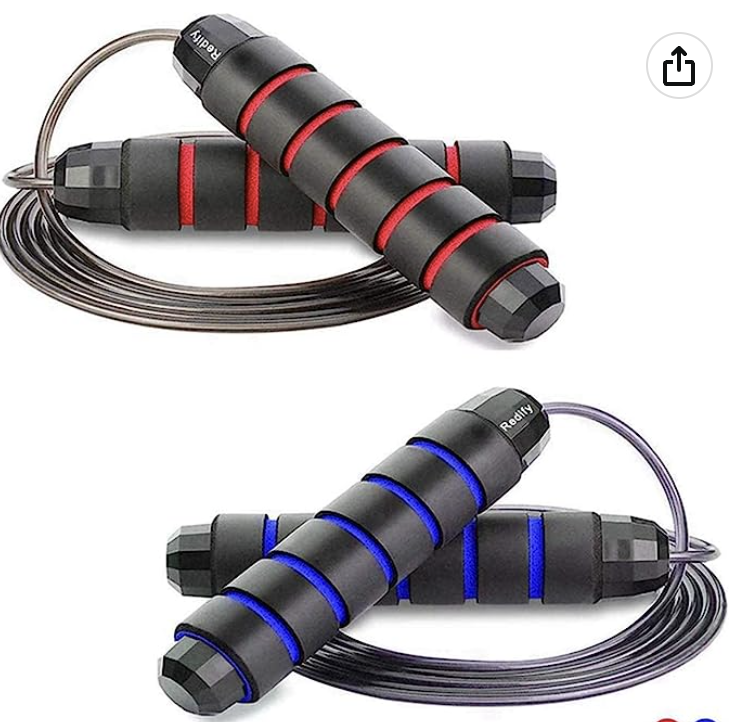 a black and red skipping rope